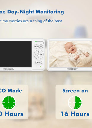 HelloBaby Baby Monitor 6" World First IPS Screen 30H Battery, Secure No WiFi, Pan Tilt Video Camera with Night Vision, VOX, 2-Way Talk, 1000ft, Portable Video Audio Monitor Ideal for Mom, Elderly, Pet