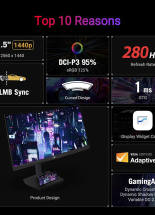 ASUS ROG Strix 32" 1440P USB-C Curved HDR400 Gaming Monitor (XG32WCMS) - QHD (2560x1440), 280Hz, 1ms, Fast VA, Extreme Low Motion Blur Sync, DisplayWidget, Tripod Socket, AI Gaming, 3 yr Warranty