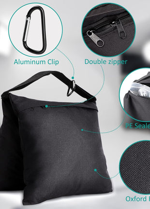 Aimosen 4 Packs Sandbags Weight Bags for Light Stand Photography Video Equipment, Heavy Duty Saddlebag for Backdrop Stand, Photo Tripod, Canopy, Pop up Tent, Umbrella Base, Fishing Chair, Picnic Table