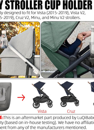 Baby Stroller Cup Holder Compatibile with Uppa-Baby Vista, Cruz, Minu Strollers Cup Holder Attachment for Vista V2, Cruz V2, MinuV2 Strollers Cups Holders Accessories