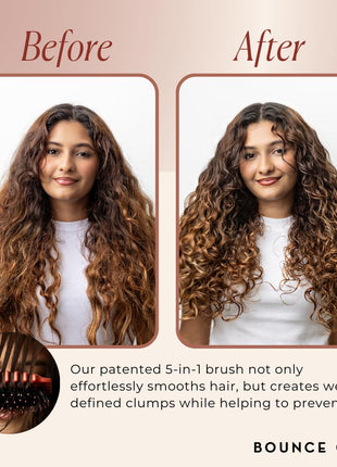 Bounce Curl Define EdgeLift Brush, 5-in-1 Tool for Effortlessly Defined Curls, Waves & Coils, Reduces Frizz - Pink