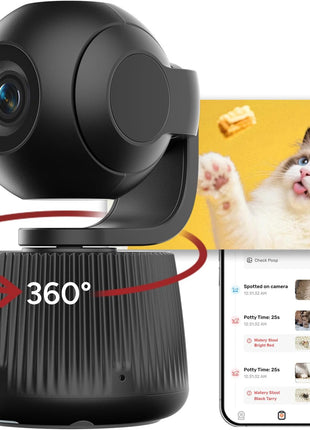 PawTrack 4K Pet Camera with Auto Tracking, 360° Pan/270° Tilt, Behavior Alerts & Smart Pet Vlog & Two-Way Audio, Privacy Mode, Multi-Pet ID, 1080p Daily Recording Smart Pet Monitor