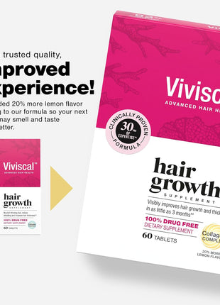 Viviscal Hair Growth Supplements For Women For Thicker, Fuller Hair, Nourishes Thinning & Loss, With Proprietary Collagen Complex, 60 Tablets, 1 Month Supply