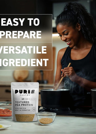 PURIS Pantry Textured Pea Protein, Unflavored Meatless Vegetable Crumbles, Soy Free, Shelf-Stable, Gluten Free, 21g of Protein, Plant-Based Vegan Meat Substitute, Equivalent to 1.5 Pounds Ground Beef