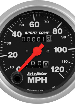 Auto Meter 3992 Sport-Comp In-Dash Mechanical Speedometer 3.375 in.