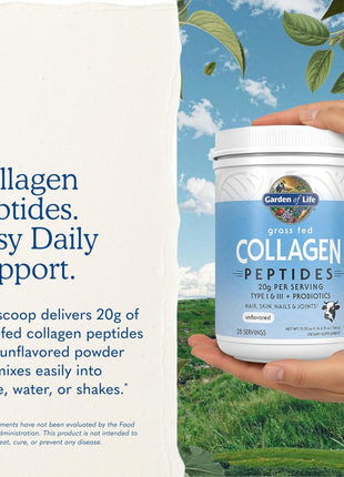Garden of Life Grass Fed Collagen Peptides Powder Unflavored Collagen Powder for Women Men Hair Skin Nails Joints, Hydrolyzed Collagen Protein Supplements, Collagen for Women & Men, 28 Servings
