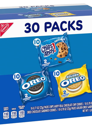 Nabisco Sweet Treats Cookie Variety Pack OREO & CHIPS AHOY!, 30 Snack Packs | 2 Cookies Per Pack, Individually Wrapped
