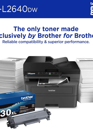 Brother DCP-L2640DW Wireless Compact Monochrome Multi-Function Laser Printer with Copy and Scan, Duplex, Mobile, Black & White | Includes Refresh Subscription Trial(1), Works with Alexa