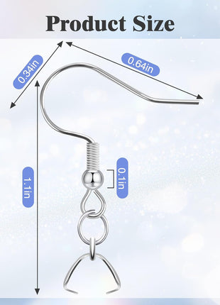 Earring Hooks 50PCS/25Pairs, Stainless Steel Ear Wires Fish Hooks, Hypo-allergenic Jewelry Findings Parts for DIY Jewelry Making