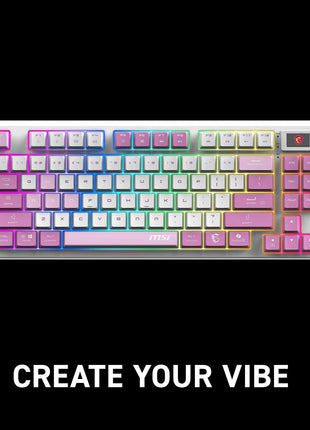 msi Forge GK600 TKL W Violet US - Mechanical Linear SWITCHES - Dye-Sublimated PBT Keycaps, Anti-Slip Base, RGB LED, USB 2.0, Bluetooth, 2.4 GHz - Tenkeyless