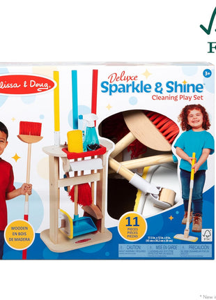 Melissa & Doug Deluxe Sparkle & Shine Cleaning Play Set (11 Pieces) - FSC Certified