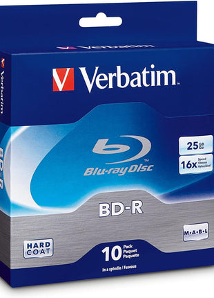 Verbatim BD-R 25GB 16X Blu-ray Recordable Media Disc - 10 Pack Spindle - 97238