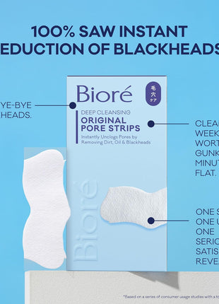 Biore Original Blackhead Remover Nose Strips, Deep Cleansing, 14 ct, 4pk | Pore-Unclogging Nose Strips, C-Bond Technology, Oil-Free, Non-Comedogenic, Deep Cleansing Skincare, 56 Strips