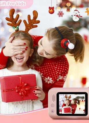 Makolle Kids Camera Toys for Girls 3-12 Year Old, Pink | Children Travel Camera HD Digital Video Camcorder, With Tripod, SD Card Included, Toddler Festival Birthday Gifts