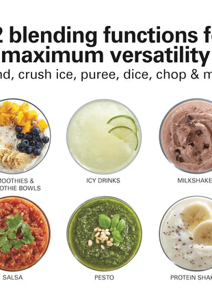Hamilton Beach Power Elite Blender For Smoothies With Wave Action System | 40 oz. Glass Jar | 12 Functions Including Puree, Crush Ice | 700 Watts | Black | 58148AG