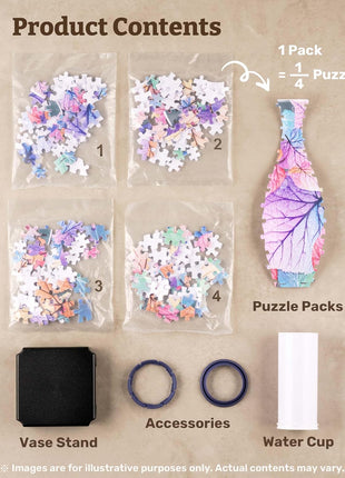 Pintoo 3D Puzzle Vase Unique Flower Vase Made By 160 Curved Plastic Puzzle Pieces House Warming Gift for Flower Arrangements and Home Decoration - [S1035] (Translucent, Flowers and Birds)