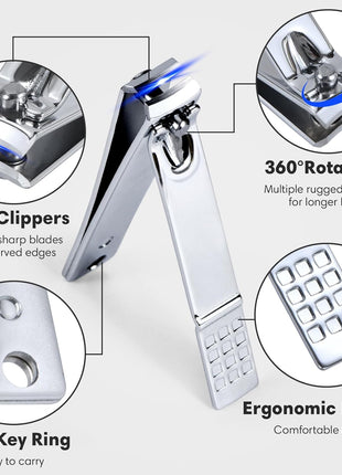 Yougai Manicure Set 18 Pieces Professional Nail Clippers Pedicure Kit Men Women, Stainless Steel Fingernail Toenail Cutters, Nail Care Grooming Tools with Leather Travel Case