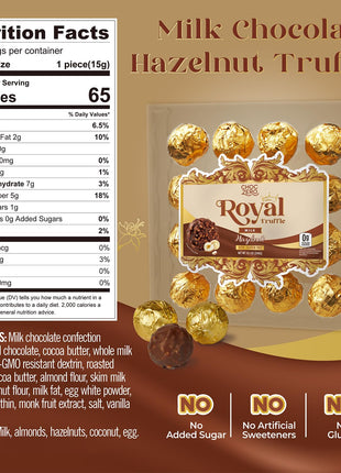 ChocZero Milk Chocolate Hazelnut Truffles, Zero Added Sugar, Gluten Free, Keto Holiday Gift, High Fiber, 16 Individually Wrapped Pieces, 8.5 Ounce (Pack of 1)