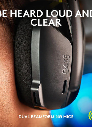 Logitech G435 LIGHTSPEED and Bluetooth Wireless Gaming Headset - Lightweight over-ear headphones, built-in mics, 18h battery, compatible with Dolby Atmos, PC, Mobile - Black