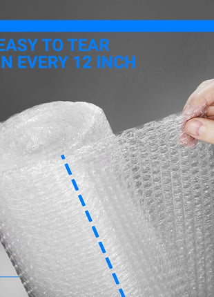 Bubble Cushioning Wrap Rolls, 3/16 inch x 12 inch x 72' ft Total [2 Rolls of 36 Feet] Perforated Every 12 inch, 20 Fragile Stickers for Packaging, Shipping, Mailing