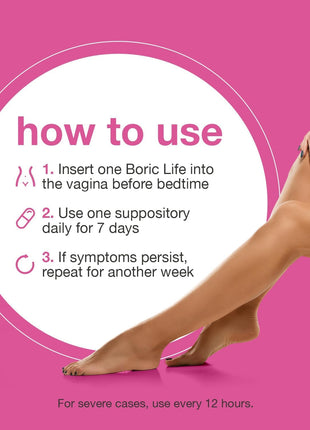 NutraBlast Boric Life Boric Acid Suppositories for Women 600mg, 30 Count | Supports Odor Control, Intimate Health Support, 100% Pure, Vegetable Capsules, Made in USA