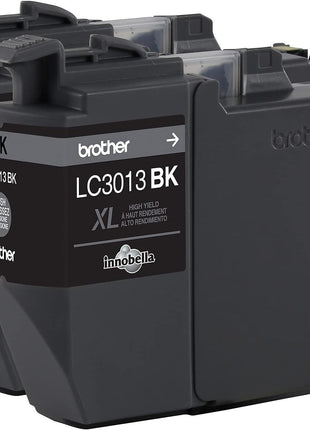 Brother Genuine LC30132PKS 2-Pack High Yield Black Ink Cartridges, Page Yield Up to 400 Pages/Cartridge, LC3013
