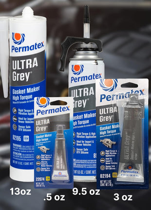 Permatex 82194 Ultra Grey Rigid High-Torque RTV Silicone Gasket Maker, 3.5 oz.