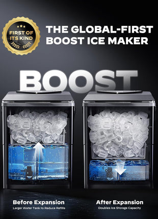 Silonn Countertop Ice Maker with 2.5L Expandable Ice Basket, 26.5lbs/24H, 9 Cubes in 6 Mins, 2 Ice Sizes, Self-Cleaning & LED Touch Control for Home Kitchen Office
