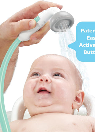 Yookidoo Baby Bath Shower Head - Elephant Water Pump and Trunk Spout Sprayer - One Handed Flow Control for Newborn Babies in Tub Or Sink (Turquoise)