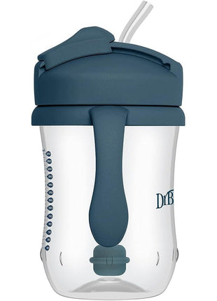 Dr. Brown's Milestones Baby's First Straw Cup, Training Cup with Weighted Straw, 9 oz/270 mL, BPA-free, 6m+, Dark Blue, 1-Pack