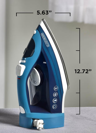 BLACK+DECKER Steam Iron for Clothes with Retractable Cord | Retractable-cord steam iron with anti-drip, vertical steam, auto clean and spray mist for easy ironing.