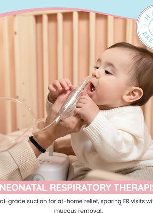 Happy Breathing Baby Nasal Aspirator, Hospital Grade Electric Nose Sucker for Newborns, Infants & Toddlers, 3 Suction Levels, Rechargeable Mucus Remover for Congestion, Soft Silicone Tips & Case