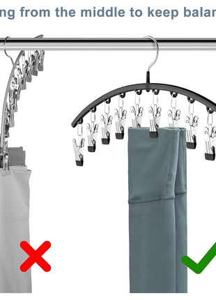 Volnamal Legging Organizer for Closet,2 Pack Metal Yoga Pants Hangers w/10 Clips Hold 20 Leggings,Space Saving Hanging Closet Organizer Clothes Hanger College Dorm Essentials Apartment Essential,Black