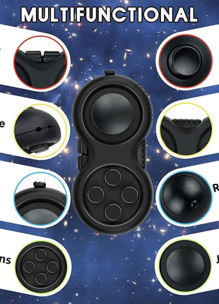 Original Fidget Toy Game, Rubberized Classical Controller Fidget Concentration Toy with 8-Fidget Functions and Lanyard - Excellent for Relieving Stress and Anxiety