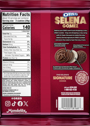 Selena Gomez OREO Cookies, Chocolate and Cinnamon Creme, Limited Edition, 10.68 oz