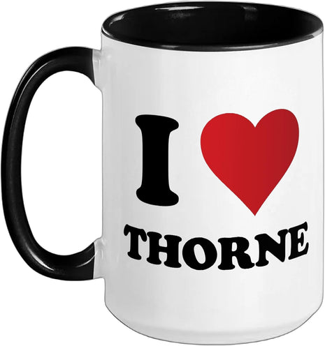 I Heart Thorne Love UK Ceramic Mug, Black/White, 15oz