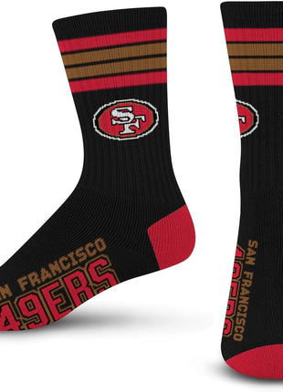 For Bare Feet Men's NFL 4-Stripe Deuce Performance Crew Socks
