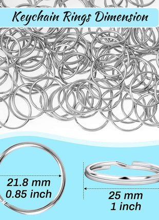 Paxcoo 100 Pack Keyrings, Split Key Rings Bulk for Keychain and Crafts (1 Inch)