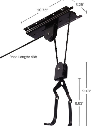 Bike Hanger - Overhead Hoist Pulley System with 100lb Capacity for Bicycles or Ladders - Secure Garage Ceiling Storage by Rad Sportz