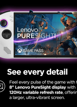 Lenovo Legion Go S - 2025 - Mobile Gaming Console - AMD Radeon graphics - 8 inch PureSight IPS Display - 120Hz - AMD RyzenTM Z2 Go - 16GB Memory - 512GB Storage - Glacier White - Free PC Game Pass