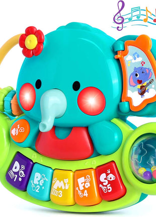 Baby Piano Toys 6-12 Months, Elephant Piano Keyboard Newborn & Infant Toys | Light Up Musical Toddler Toys for 1 Year Old Boy Girl, Christmas & Birthday Gifts For 12-18 Months, 6 7 8 9 Month Old Toys
