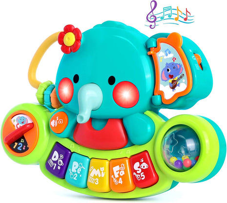 Baby Piano Toys 6-12 Months, Elephant Piano Keyboard Newborn & Infant Toys | Light Up Musical Toddler Toys for 1 Year Old Boy Girl, Christmas & Birthday Gifts For 12-18 Months, 6 7 8 9 Month Old Toys