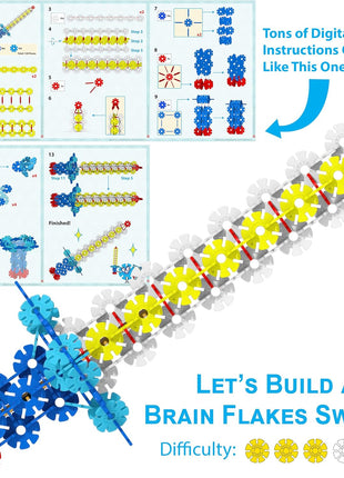Brain Flakes 500 Piece Set, Ages 3+, Interlocking Plastic Disc Toy for Creative Building, Educational STEM Learning, Construction Block Play for Kids, Teens, Adults, Boys, and Girls