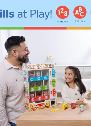 Melissa & Doug Sort-Stock-Select Wooden Vending Machine Toy with Play Food, Mini Vending Machine Toys & Play Money, Preschool Toys for Kids Ages 3+