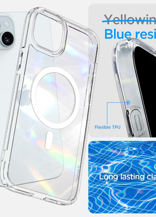 Spigen for iPhone 15 Case, Ultra Hybrid MagFit [Anti-Yellowing] [Compatible with Magsafe] - Clear