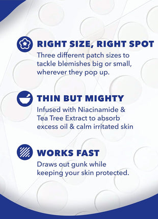 Noxzema Hydrocolloid Pimple Patches with Niacinamide & Tea Tree Extract, Acne Treatment for Face Blemishes, Absorbs Oil & Reduces Breakouts, Dermatologist Tested, 30 Count