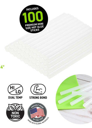 Surebonder DT-100 Mini Size Hot Glue Sticks for Mini Glue Guns 0.27 in. Diameter, 4 in. Length - All Purpose, All Temperature - Great for DIY, Arts, and Crafting - 100 Pack, Clear