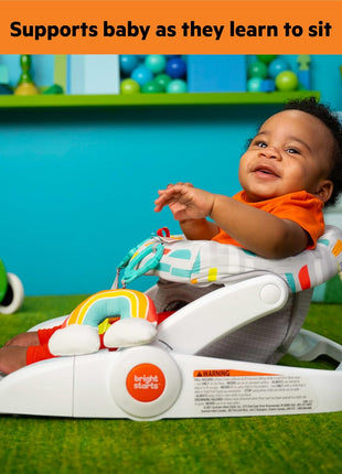 Bright Starts Learn-to-Sit Baby Floor Seat, 2-Positions Grow with Infant, Portable Baby Chair, Includes Sensory Toys, Unisex, 4-12 Months, Playful Paradise