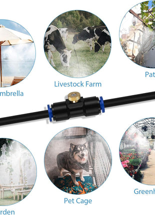 lifeegrn Misting Cooling System, Outdoor Misting System for Patio, 40 FT Misting Line+10 Mist Nozzles+3/4 inch Brass Adapter,Outdoor Mister System for Patio Garden Trampoline Greenhouse