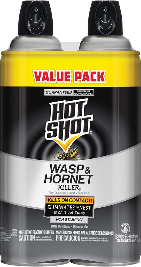 Hot Shot Wasp And Hornet Killer Aerosol, Up to 27-Foot Jet Spray, 14 Ounces, 2 Pack